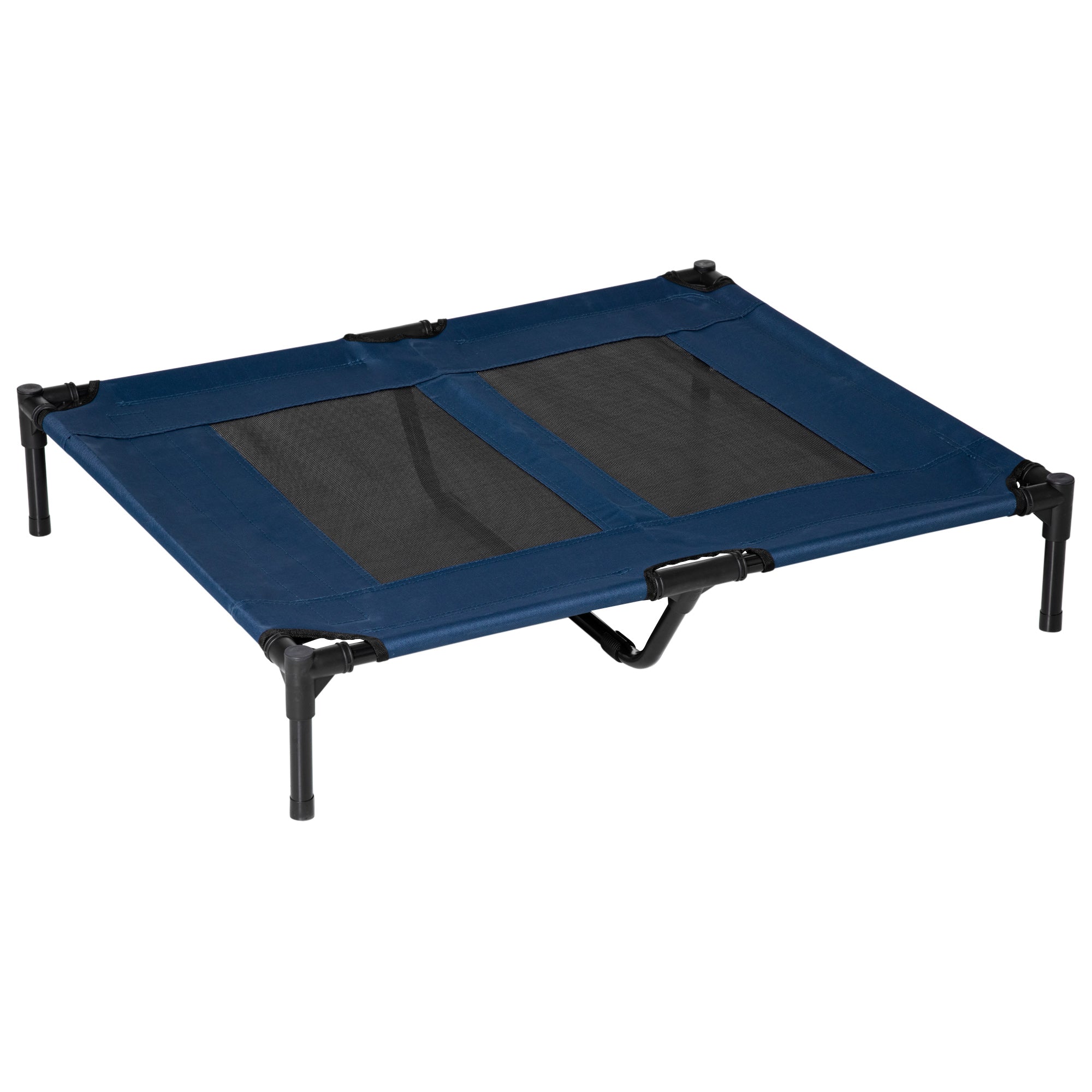 Raised Dog Bed with 600D Mesh Fabric, Travel Bed for Large Dogs up to 30kg, 91.5x76.2x18 cm, Blue