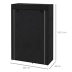 Portable Fabric Wardrobe with 6 Open Shelves and a Hanger, 103x43x162.5 cm, Black