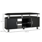 Classic Living Room TV Stand with 2 Shelves and 2 Cabinets, MDF and Stainless Steel, Black, 120x39.5x52cm
