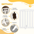 3-Panel Folding Dog Gate with 2 Stands, White Wood, 155x30x61 cm
