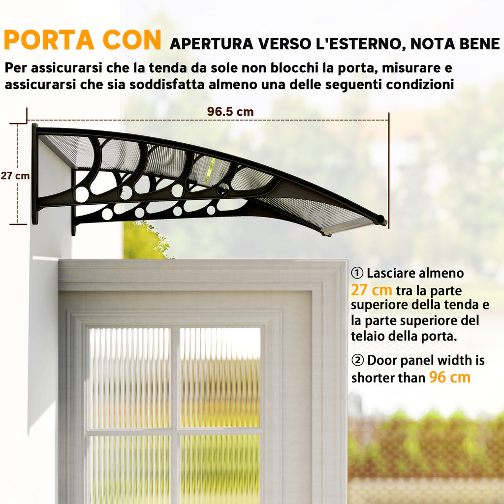 Outsunny Outdoor Polycarbonate Canopy for Doors and Windows, 103x96.5x27cm, Transparent
