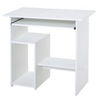 Space-Saving Home Office Desk, Modern Computer Desk, PC Stand, CPU Shelf and Pull-Out Wooden Keyboard Tray, 80x45x75cm, White