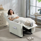 HOMCOM Reclining Chair 135° max in Linen Effect Fabric, Foam, Steel and Wood, 73x86x100 cm, Cream White