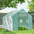 Outsunny 2x3x2 m Tunnel Greenhouse with Roller Doors and Windows and Pointed Roof, in Steel and PE, Green