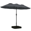 Outsunny 12-Ribbed Double Umbrella with Crank Handle, Cross Base and Bags, in Metal and Polyester, 3x1.5 m, Dark Grey