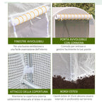 Outsunny 4x2x2m Tunnel Greenhouse with Steel Frame and White Polyethylene Cover