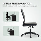 Ergonomic Office Chair with Curved Backrest, Adjustable PU Leather and Steel, 58x53x97-107 cm, Black