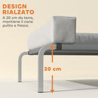 20cm Raised Dog Bed with L-Shaped Cushion, Polyester and Steel, 110x75x30cm, Grey and Silver