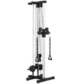 SPORTNOW Wall-Mounted Lat Pulldown Station with Adjustable Pulleys, Cable Station with Pulldown and Adjustable Weight Load, for Home Multifunctional Gym, Black