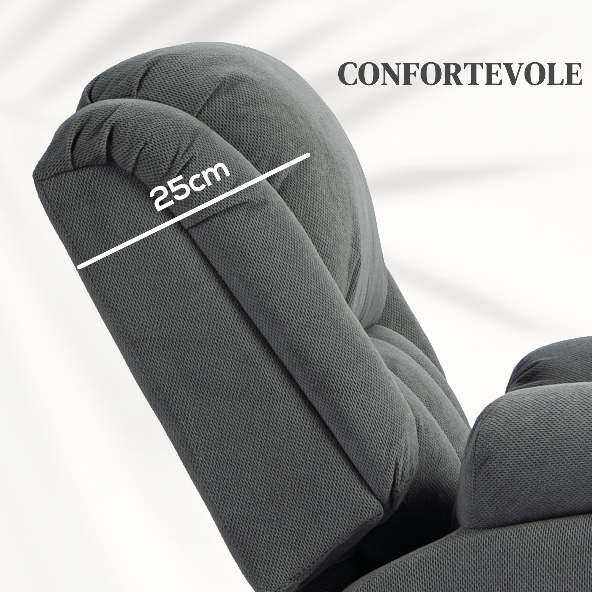 Lift Massage Reclining Chair with 2 Pockets and Remote Control, 93x104x105 cm, Grey