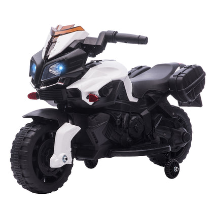 6V Electric Motorcycle for Children 18-48 Months with Headlights and Horn, in PP and Metal, 88.5x42.5x49 cm, White