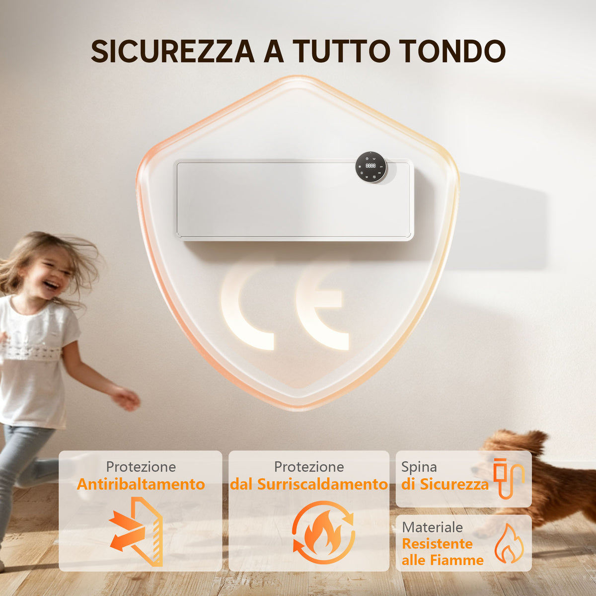 2000W Electric Ceramic Heater Wall Mounted with 3 Modes, Adjustable Temperature, Timer and Remote Control, White