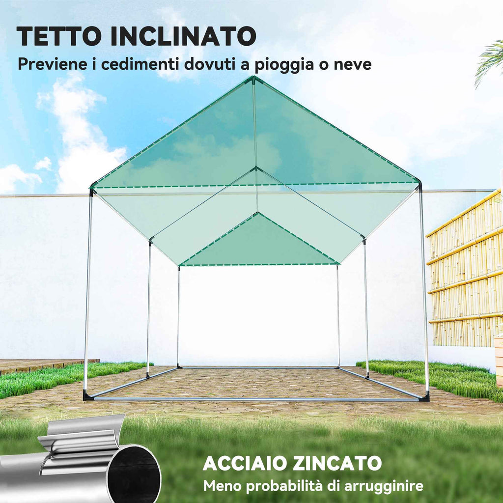 Outsunny 2x3x2 m Tunnel Greenhouse with Roller Doors and Windows and Pointed Roof, in Steel and PE, Green