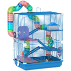5-Level Hamster Cage with Tubes, Wheel, Ladders, House and Bottle, 46x30x58 cm