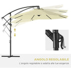Outsunny 3x2.5m Garden Umbrella with Tilting Arm and Crank Handle, Beige
