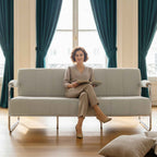 HOMCOM 3-Seater Modern Sofa Upholstered in Beige Chenille, Made of Steel, Sponge and Plywood, 174x75x76 cm