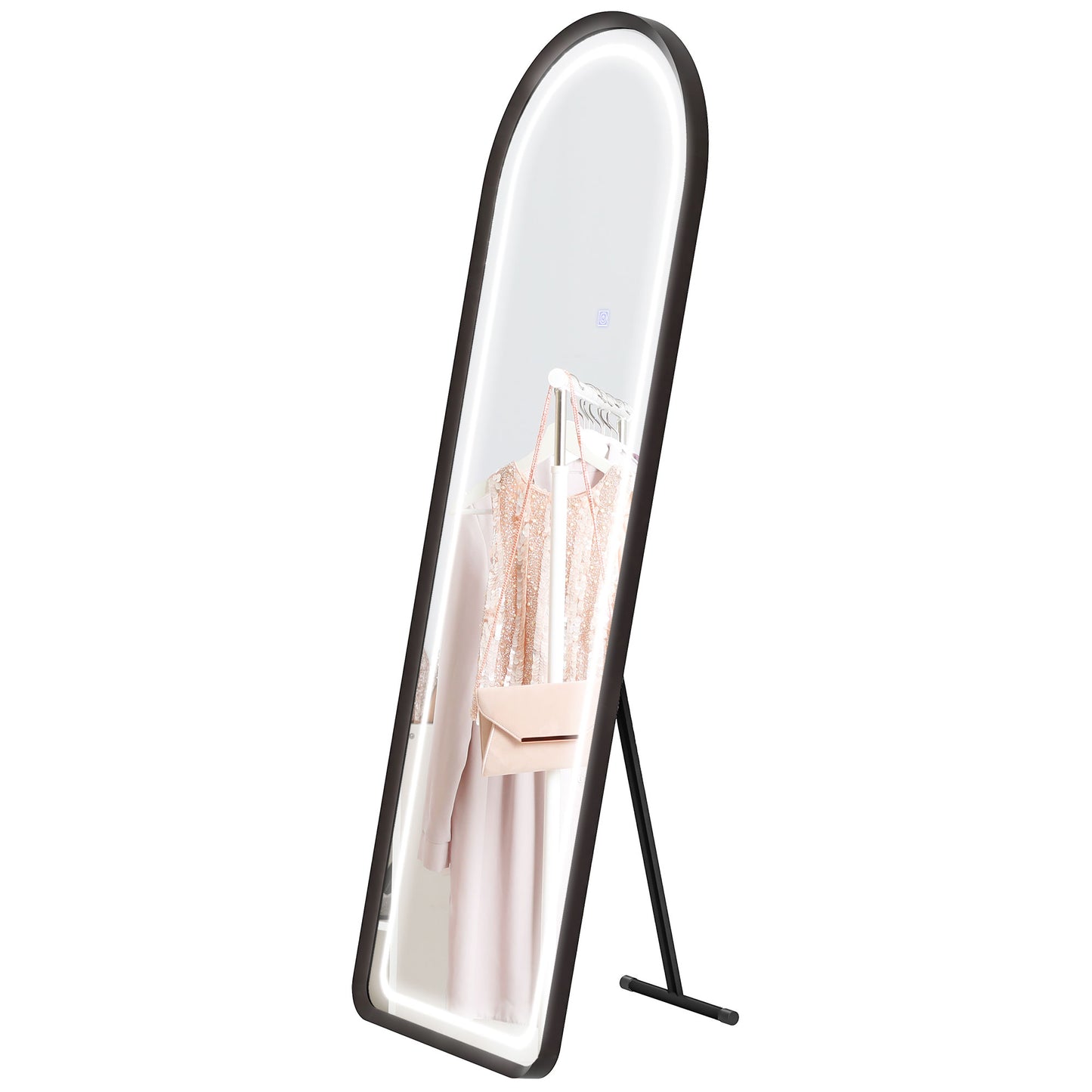 Homcom 3 -colored ground mirror and adjustable brightness, aluminum, tempered glass and steel, 50x50x148 cm, white - Borgè