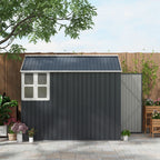 Garden Shed Tool Storage in Galvanized Steel and PP with Window, 259x172x222 cm, Grey and White