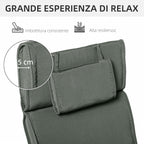 Outsunny Garden Sun Lounger Cushion Grey 198x53x5cm