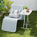 Folding Garden Coffee Table with Adjustable Height, Metal and HDPE, White