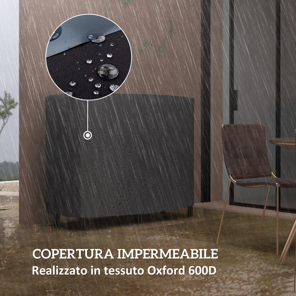 Indoor and Outdoor Metal Log Holder with Firewood Holder and Cover, 120x36x99 cm, Black