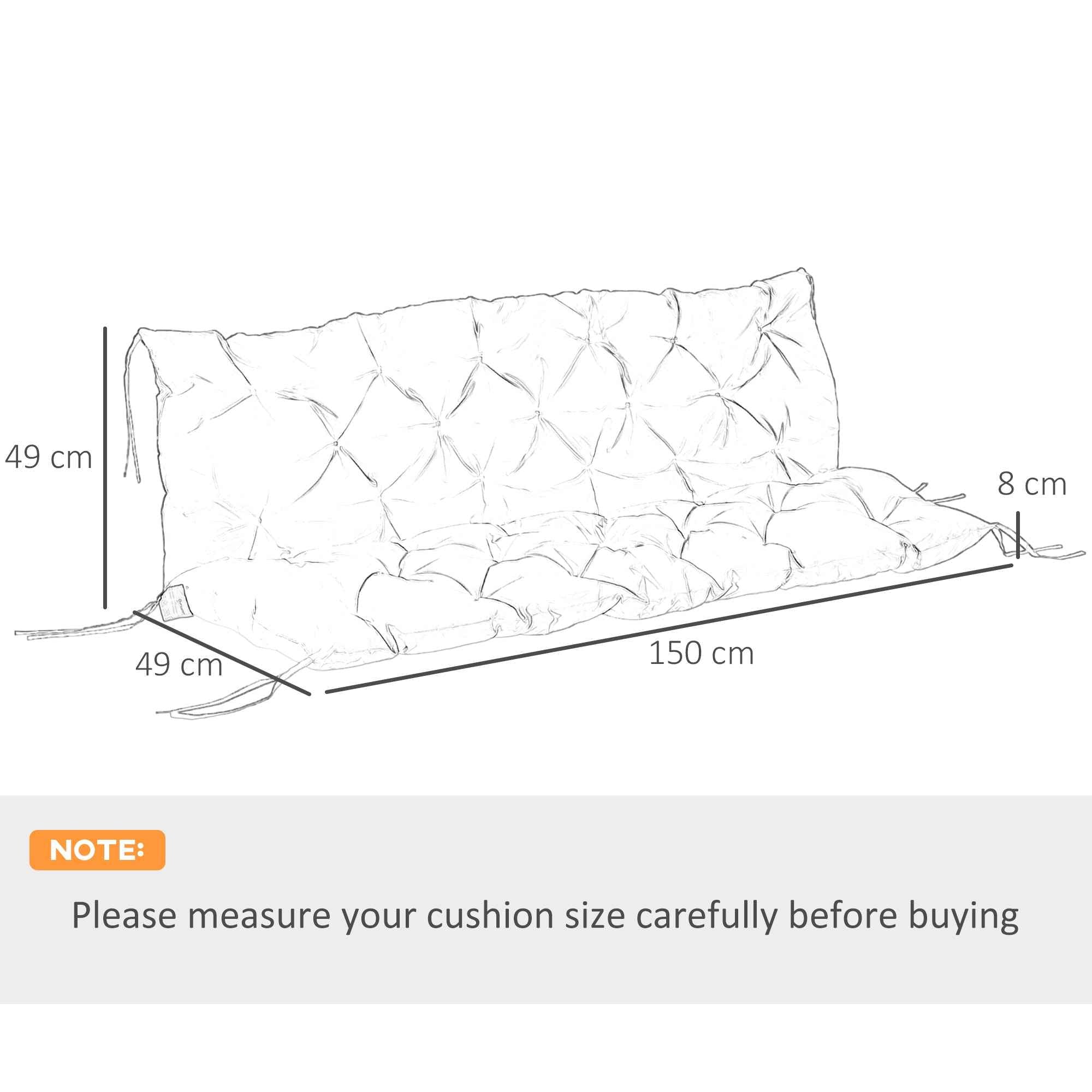 Outsunny Capitonné Style Garden Cushion with 6 Ties, in Cotton and Polyester, 150x98x8 cm, Dark Blue