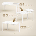 Space-Saving Rectangular Extendable Dining Table, 80-120cm, White