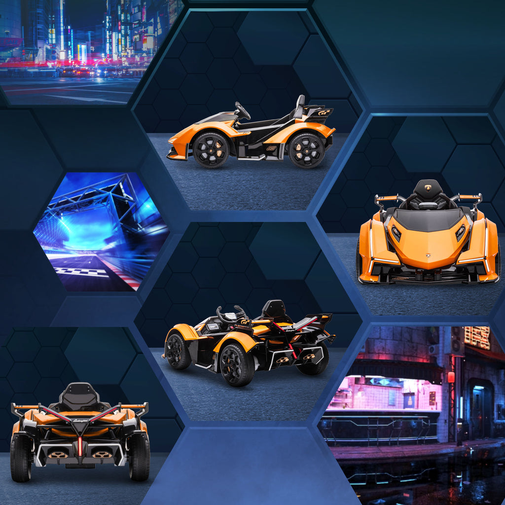 Homcom electric car for children Lamborghini with remote control, LED headlights and music, age 3+ years, orange - Borgè