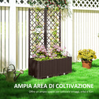 Raised Planter with Trellis for Climbing and 8 Drainage Holes in PP, 80x40x135 cm, Brown