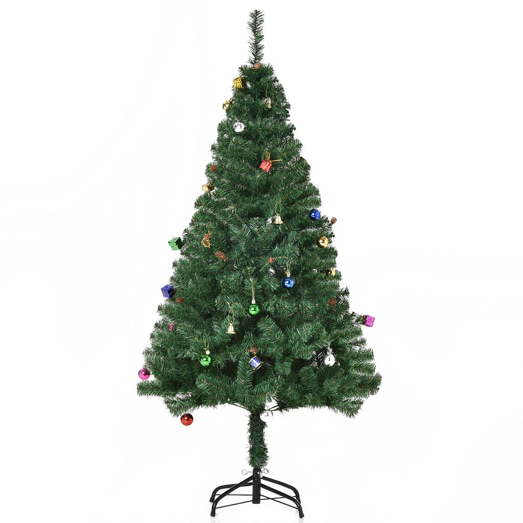 150cm Christmas Tree with 420 Fireproof PVC Branches, Christmas Tree with Decorations and Thick Branches, Green