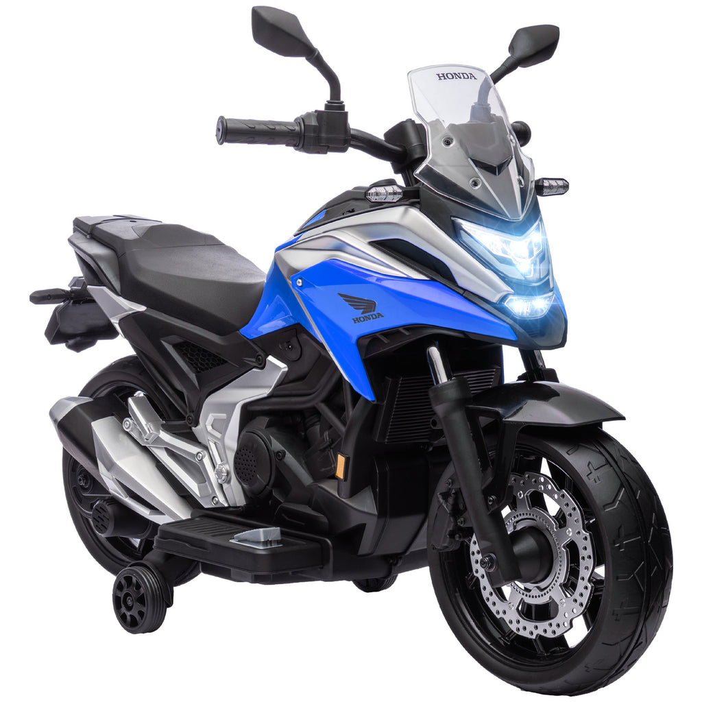 AIYAPLAY Electric Motorcycle for Children 3-6 Years Old, Honda Licensed, 12V Dual Motors, Wheels, 3 km/h, Max 30kg, Blue