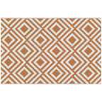 Outdoor Carpet for Balcony and Terrace Reversible with Geometric Pattern, 182x274 cm, Brown and White