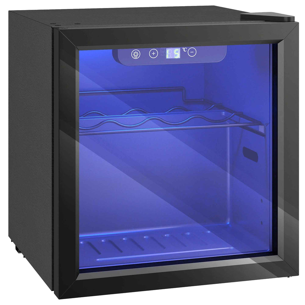 12-Bottle 36L Wine Cooler, Adjustable Temperature 4-16°C with UV-Resistant Glass, Black