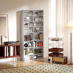 HOMCOM CD and DVD Shelves 18 Compartments Max. Capacity 640 CDs/360 DVDs 430 Blu-rays 78.5 x 24 x 175 cm White