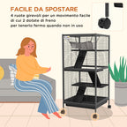 Steel Guinea Pig and Chinchilla Cage with 3 Levels, Wheels and Removable Tray, Grey