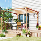 3x3 m Fir Wood Garden Pergola with Triangular Supports and 5 Beams, Wood Color