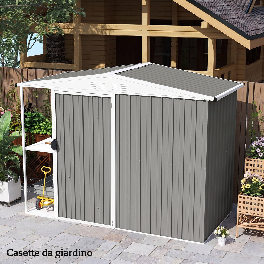 Outsunny Set of 12 Replacement Panels 129x45 cm for Garden Sheds in Grey Galvanized Steel