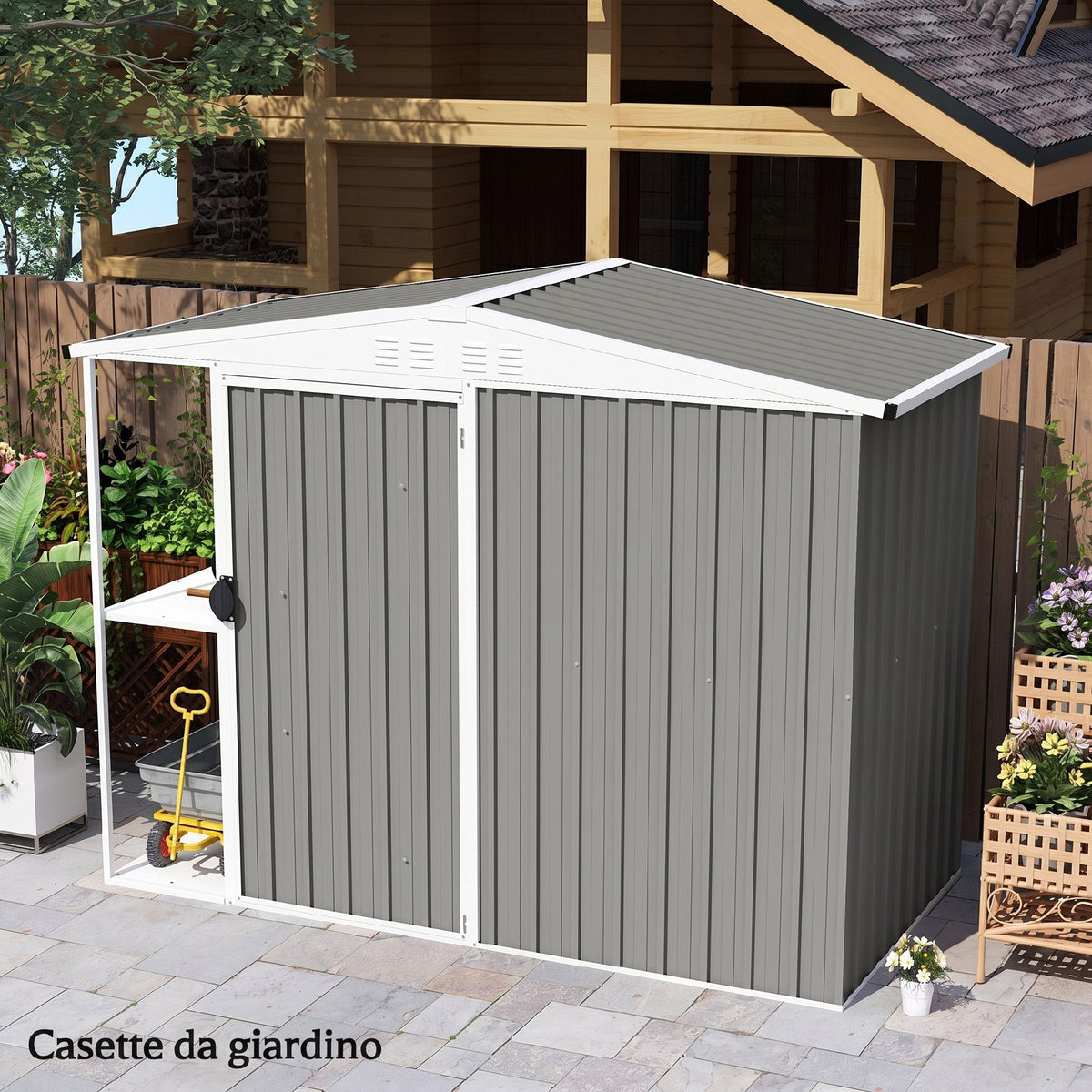 Outsunny Set of 12 Replacement Panels 129x45 cm for Garden Sheds in Grey Galvanized Steel