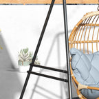 Outsunny Steel Hammock and Egg Chair Stand with A-Shaped Legs and Single and Double Hooks, 178 x 143 x 180 cm, Black