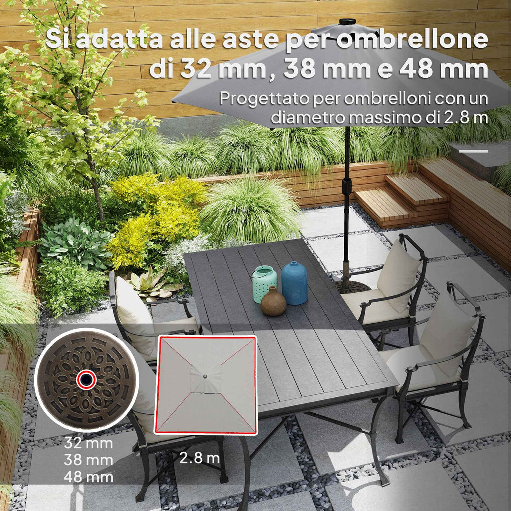 Outsunny 21kg Round Resin Umbrella Base with Wheels and Brakes, Bronze
