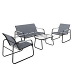Outsunny 4-Piece Garden Set with 2-Seater Sofa, 2 Chairs and Coffee Table, Grey Metal Frame