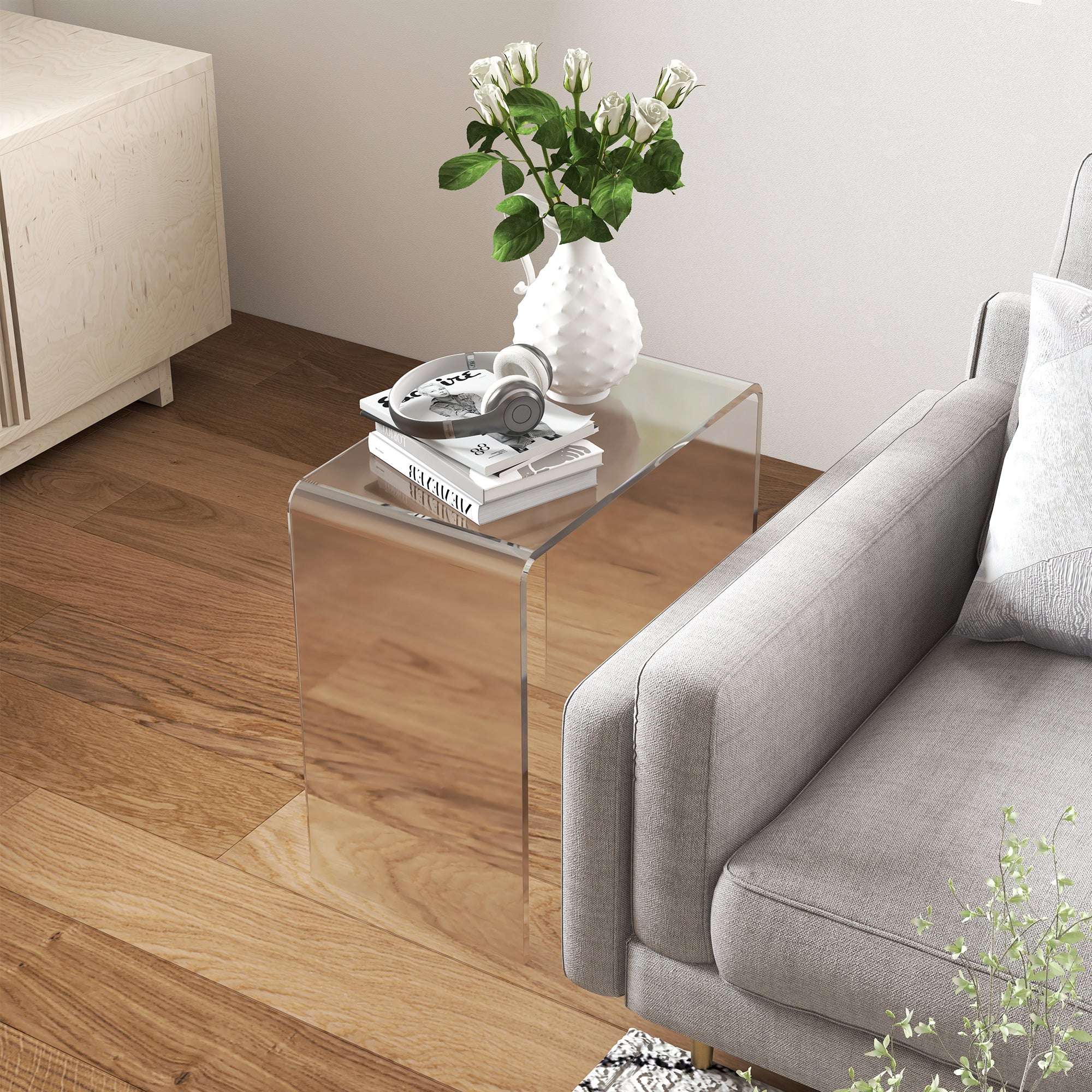 Homcom Living room coffee table in UC with smooth edges and rounded corners, 53.5x30.5x53.5 cm, transparent - Borgè