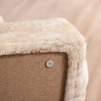 Portable 4-Step Dog Stairs, Removable Flannel and Chipboard, 60x35x44 cm, Beige
