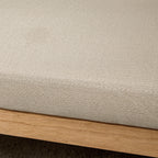 Boho Bed Bottom Bench with Padded Seat and Armrests in Wood and Rattan, 120x38x61.5cm, Cream