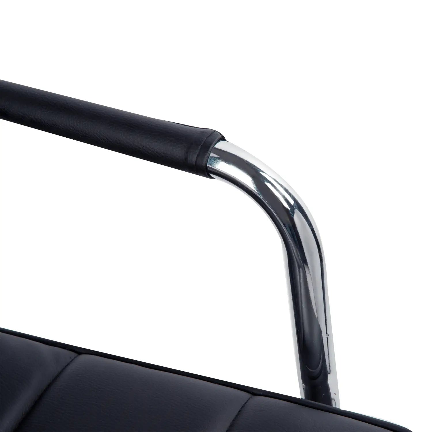 Ergonomic Office Chair in Black PU Leather, Study Chair with 5 Swivel Wheels, Padding and Adjustable Height, 52.5x54x84-99cm