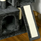 Scratching Tree for Cats with Sisal Poles, Bed and 2 Houses, 59x39x83cm, Dark Gray