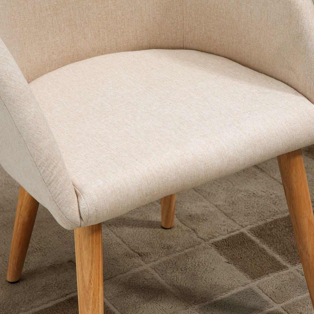 Set of 2 Scandinavian Style Fabric Upholstered Dining Chairs, 55x56x74 cm, Beige