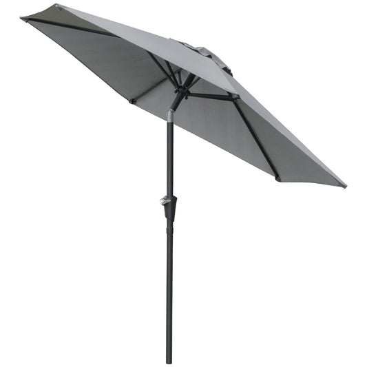 Tilting Garden Umbrella 2.3x2m with Crank Opening and 6 Ribs, Gray - Borgè