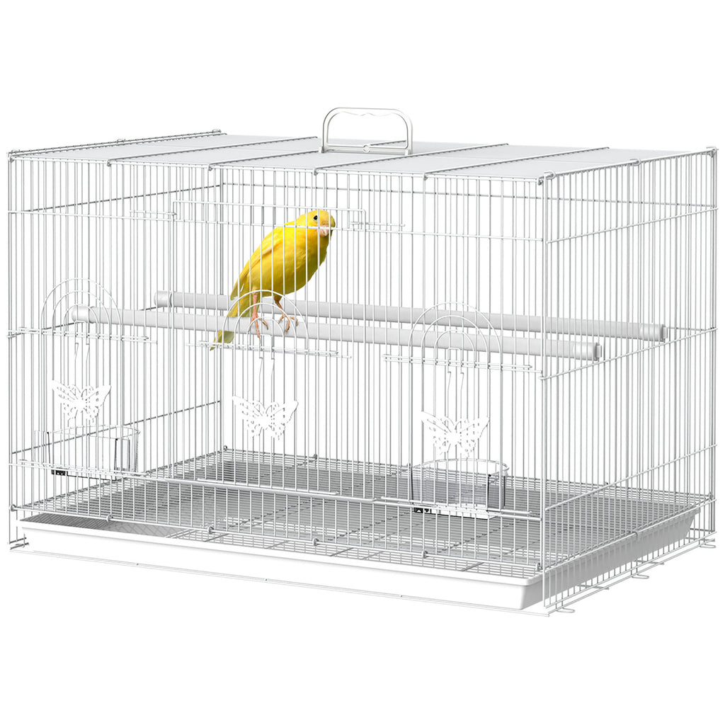 Metal Bird Cage with Perches, Food Bowls and Handle, 60x41x41cm