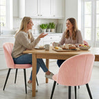 Set of 2 Velvet Shell-Back Dining Chairs, 52 x 55 x 79 cm, Pink